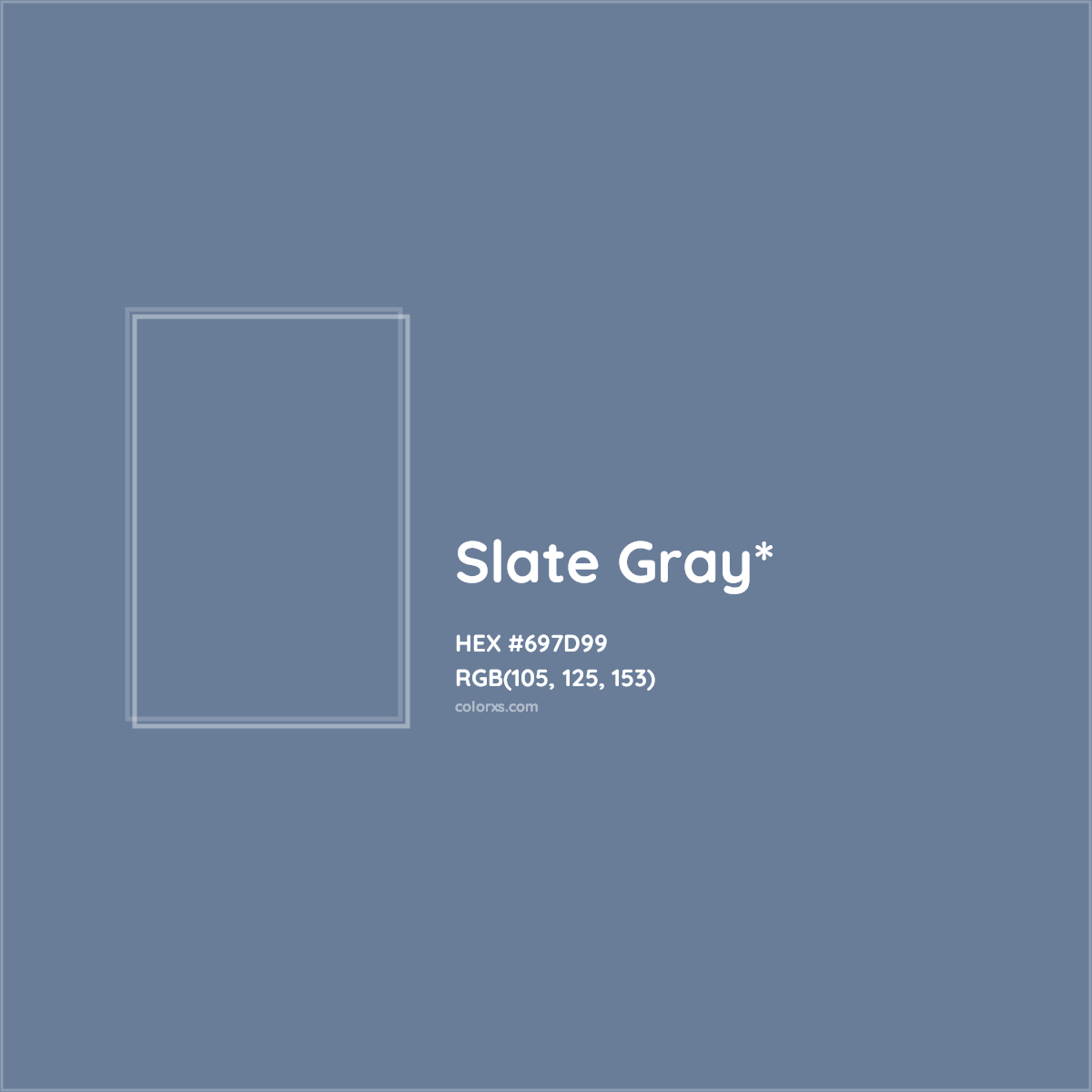 #697D99 hex color. RGB, RYB, CMYK, HSL, HSV codes and color conversions. Matching color names, palettes, paints.