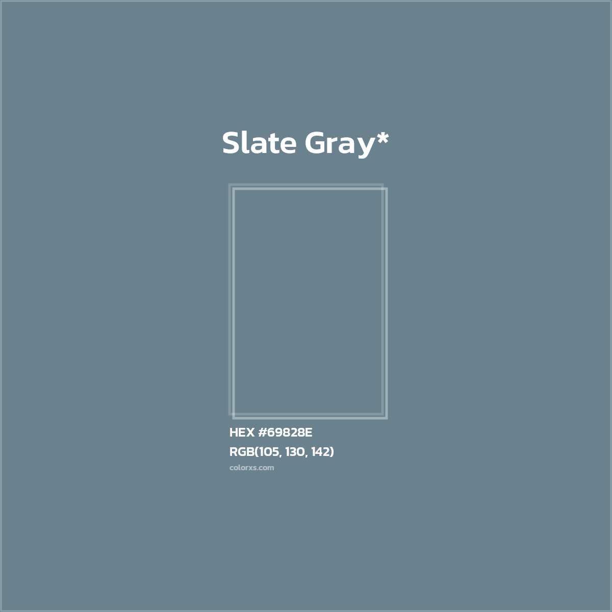 #69828E hex color. RGB, RYB, CMYK, HSL, HSV codes and color conversions. Matching color names, palettes, paints.