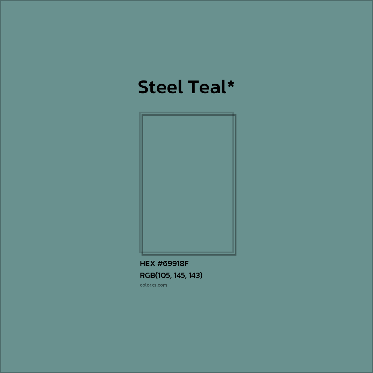 #69918F hex color. RGB, RYB, CMYK, HSL, HSV codes and color conversions. Matching color names, palettes, paints.