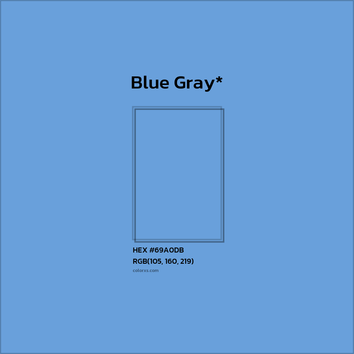 #69A0DB hex color. RGB, RYB, CMYK, HSL, HSV codes and color conversions. Matching color names, palettes, paints.