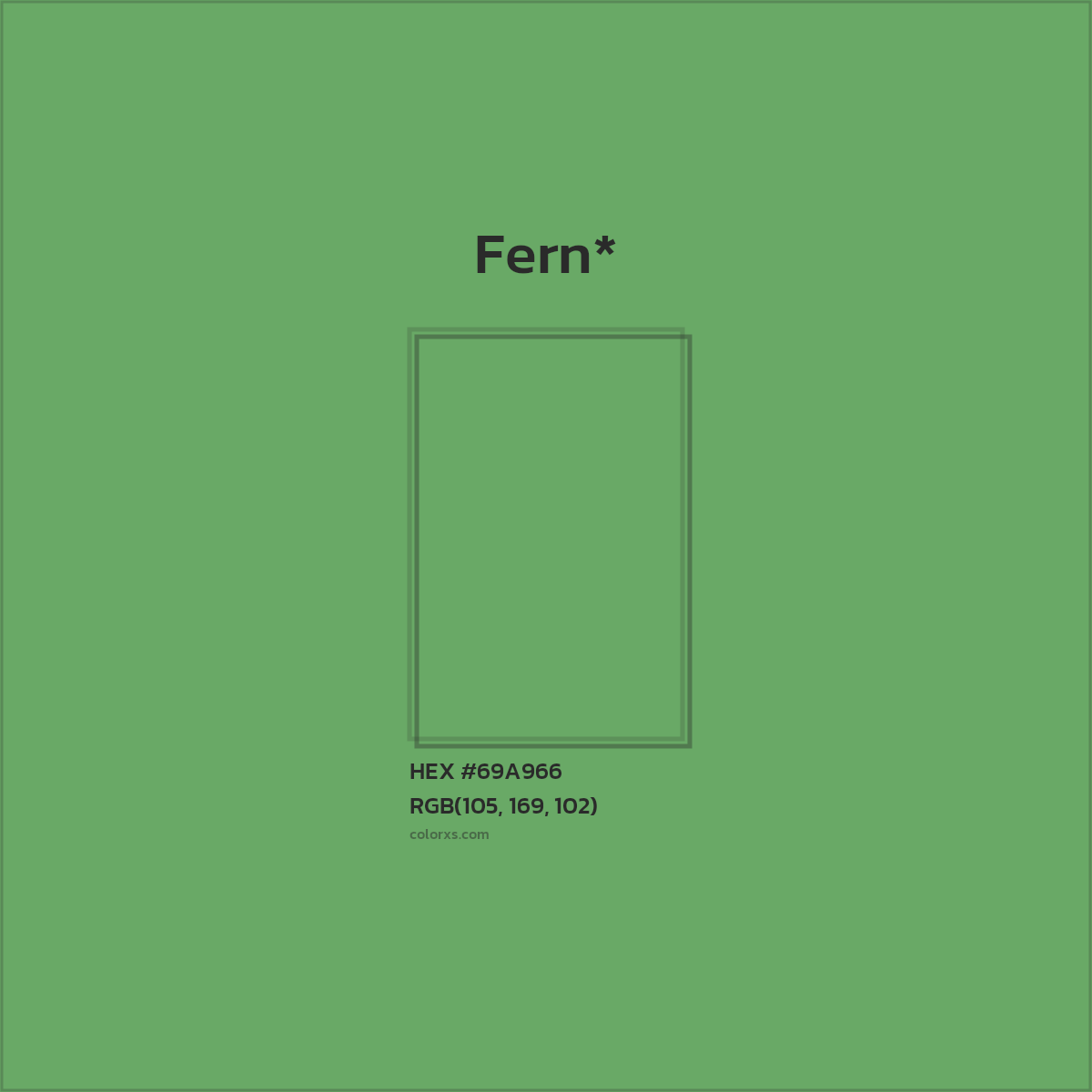 #69A966 hex color. RGB, RYB, CMYK, HSL, HSV codes and color conversions. Matching color names, palettes, paints.