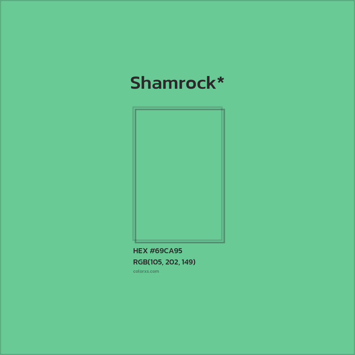 #69CA95 hex color. RGB, RYB, CMYK, HSL, HSV codes and color conversions. Matching color names, palettes, paints.