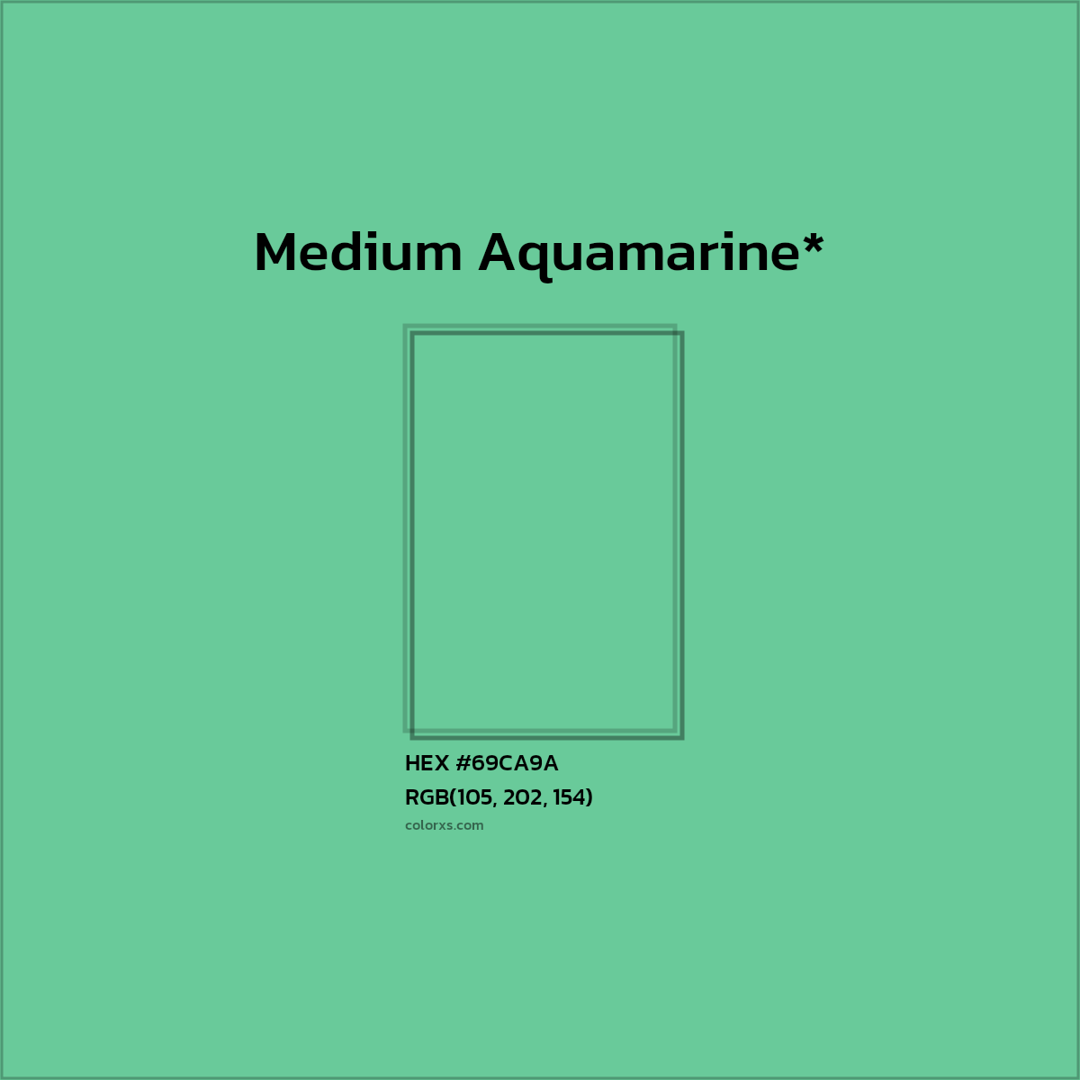 #69CA9A hex color. RGB, RYB, CMYK, HSL, HSV codes and color conversions. Matching color names, palettes, paints.