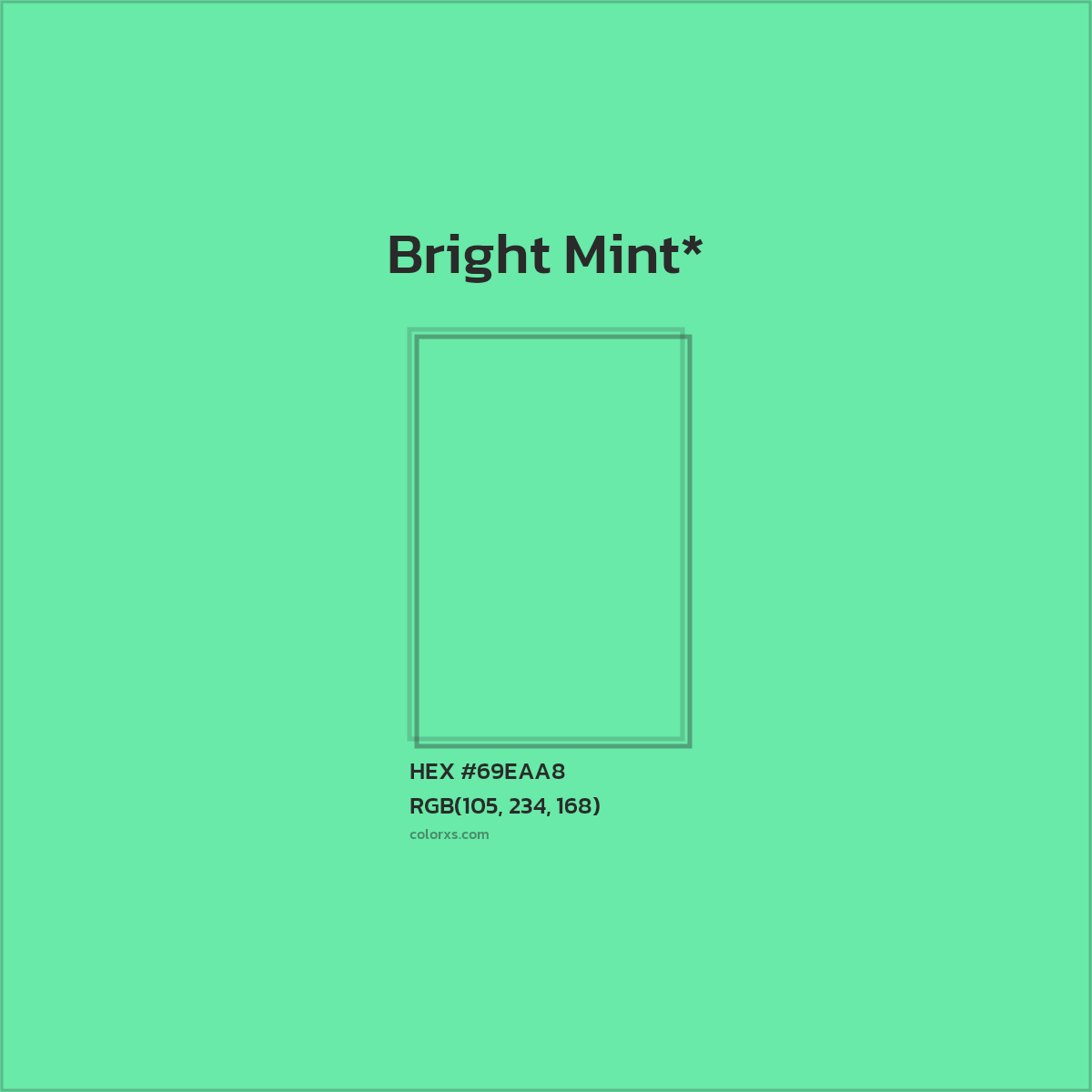 #69EAA8 hex color. RGB, RYB, CMYK, HSL, HSV codes and color conversions. Matching color names, palettes, paints.