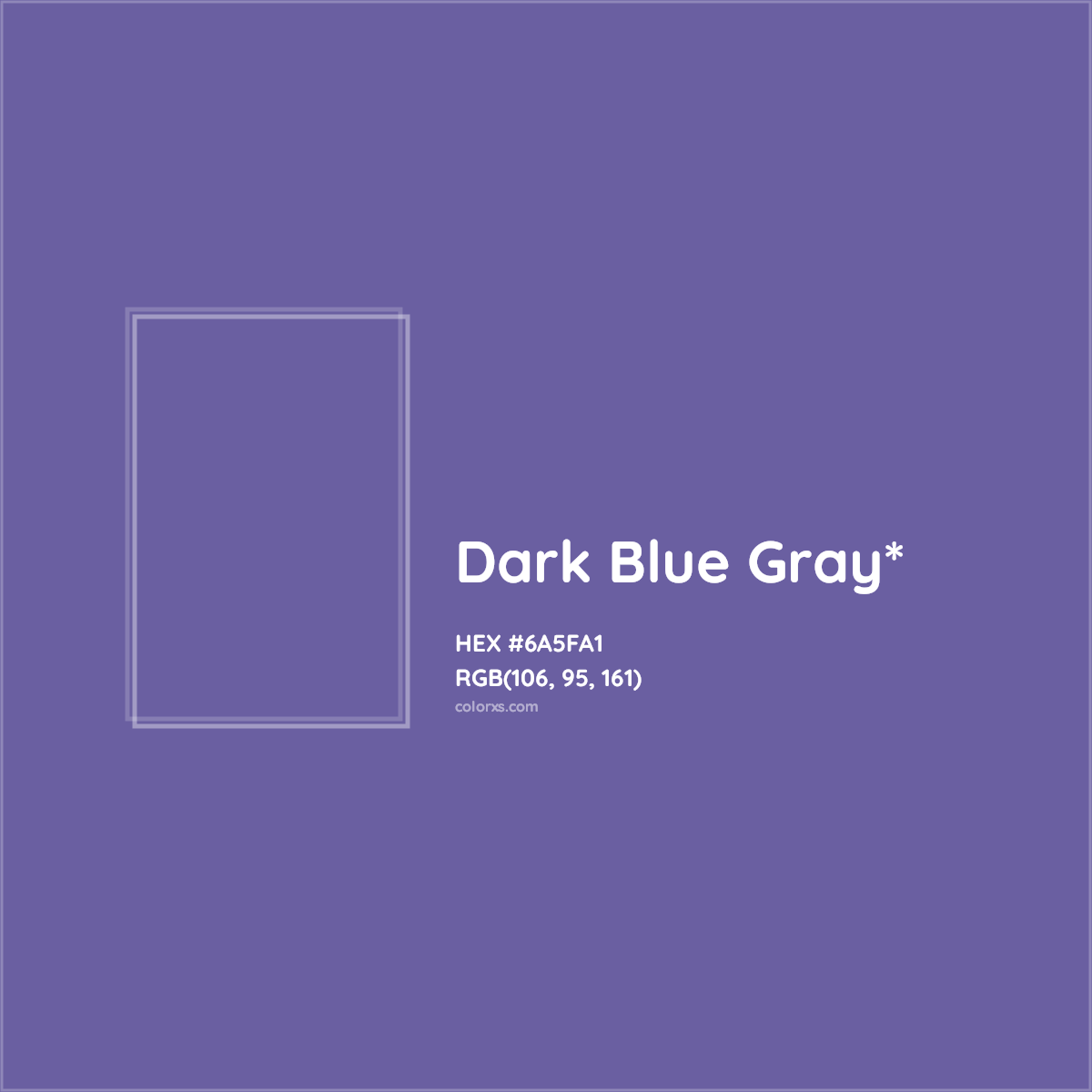 #6A5FA1 hex color. RGB, RYB, CMYK, HSL, HSV codes and color conversions. Matching color names, palettes, paints.