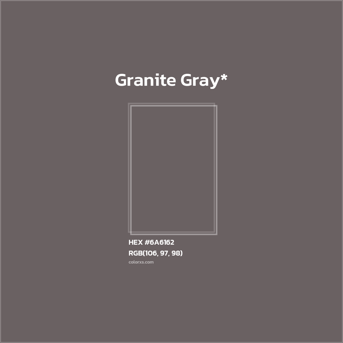 #6A6162 hex color. RGB, RYB, CMYK, HSL, HSV codes and color conversions. Matching color names, palettes, paints.