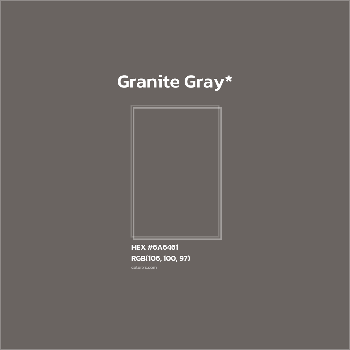 #6A6461 hex color. RGB, RYB, CMYK, HSL, HSV codes and color conversions. Matching color names, palettes, paints.