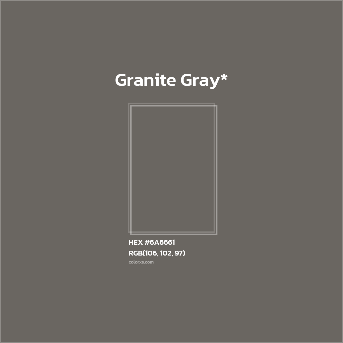 #6A6661 hex color. RGB, RYB, CMYK, HSL, HSV codes and color conversions. Matching color names, palettes, paints.