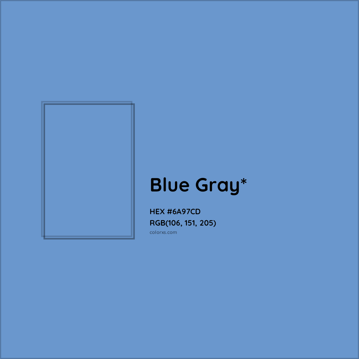 #6A97CD hex color. RGB, RYB, CMYK, HSL, HSV codes and color conversions. Matching color names, palettes, paints.