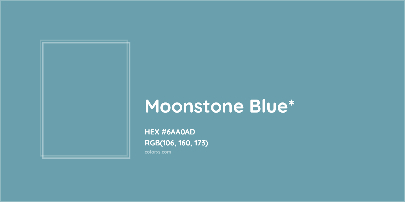 #6AA0AD hex color. RGB, RYB, CMYK, HSL, HSV codes and color conversions. Matching color names, palettes, paints.