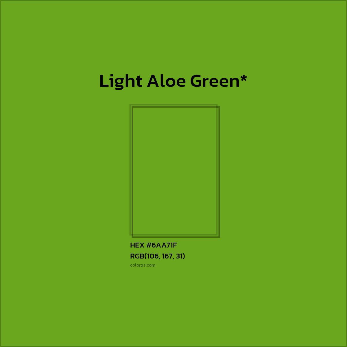 #6AA71F hex color. RGB, RYB, CMYK, HSL, HSV codes and color conversions. Matching color names, palettes, paints.