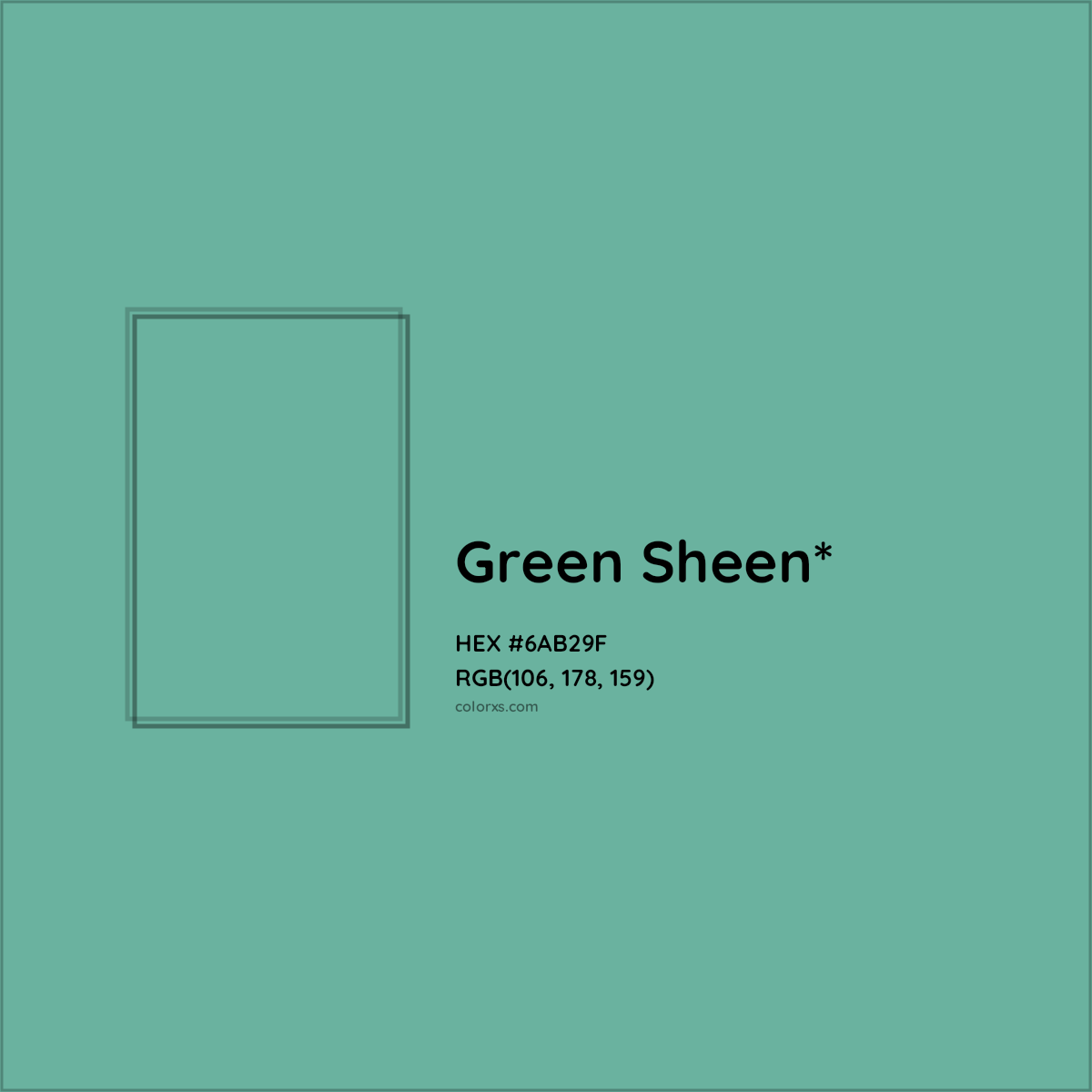 #6AB29F hex color. RGB, RYB, CMYK, HSL, HSV codes and color conversions. Matching color names, palettes, paints.