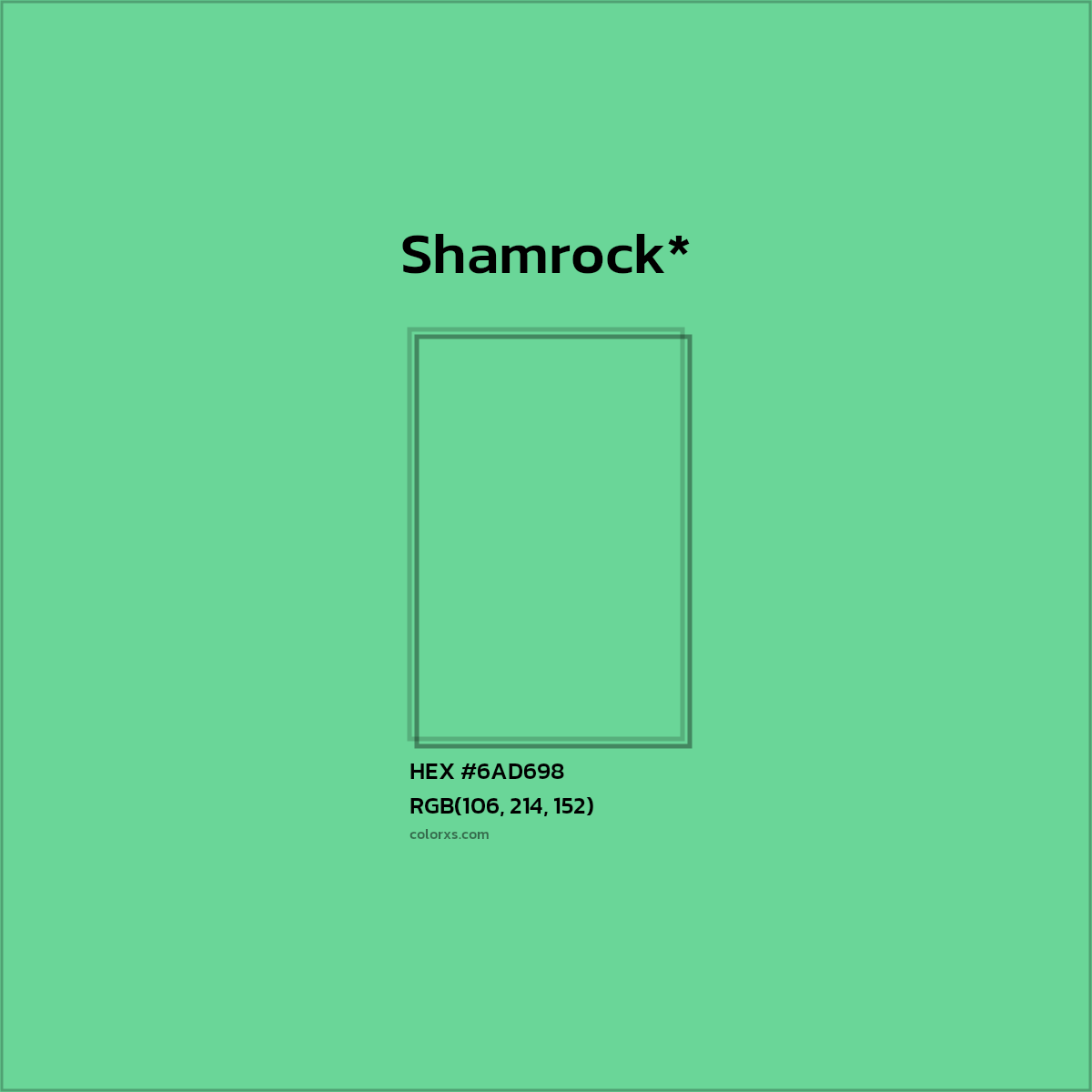 #6AD698 hex color. RGB, RYB, CMYK, HSL, HSV codes and color conversions. Matching color names, palettes, paints.