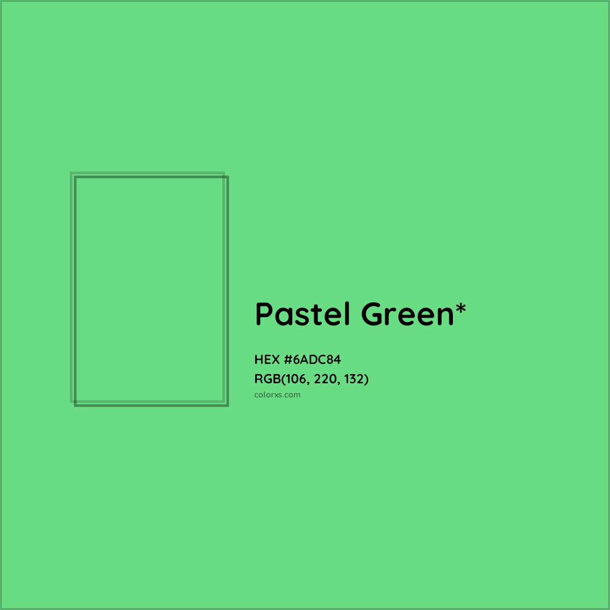 #6ADC84 hex color. RGB, RYB, CMYK, HSL, HSV codes and color conversions. Matching color names, palettes, paints.