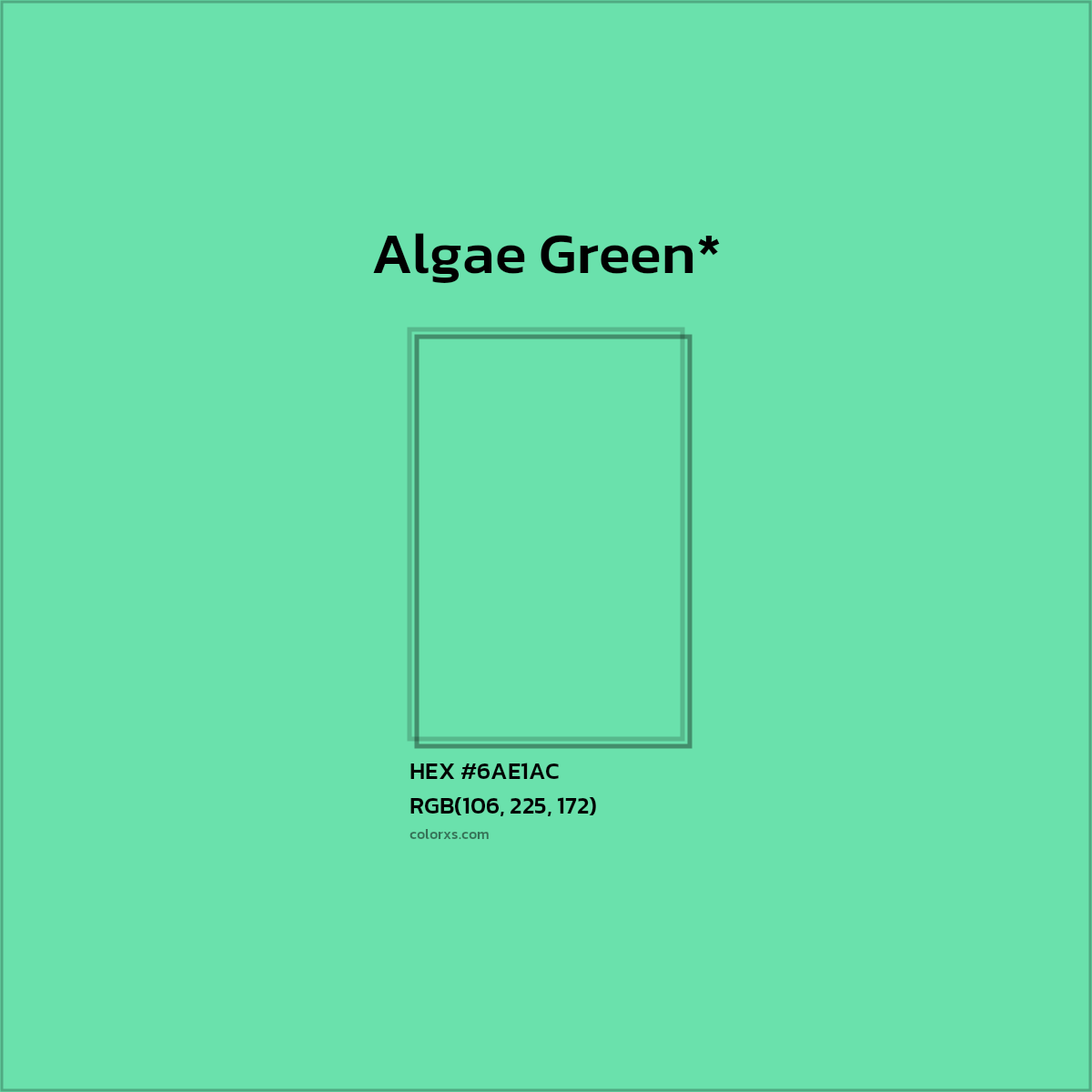 #6AE1AC hex color. RGB, RYB, CMYK, HSL, HSV codes and color conversions. Matching color names, palettes, paints.