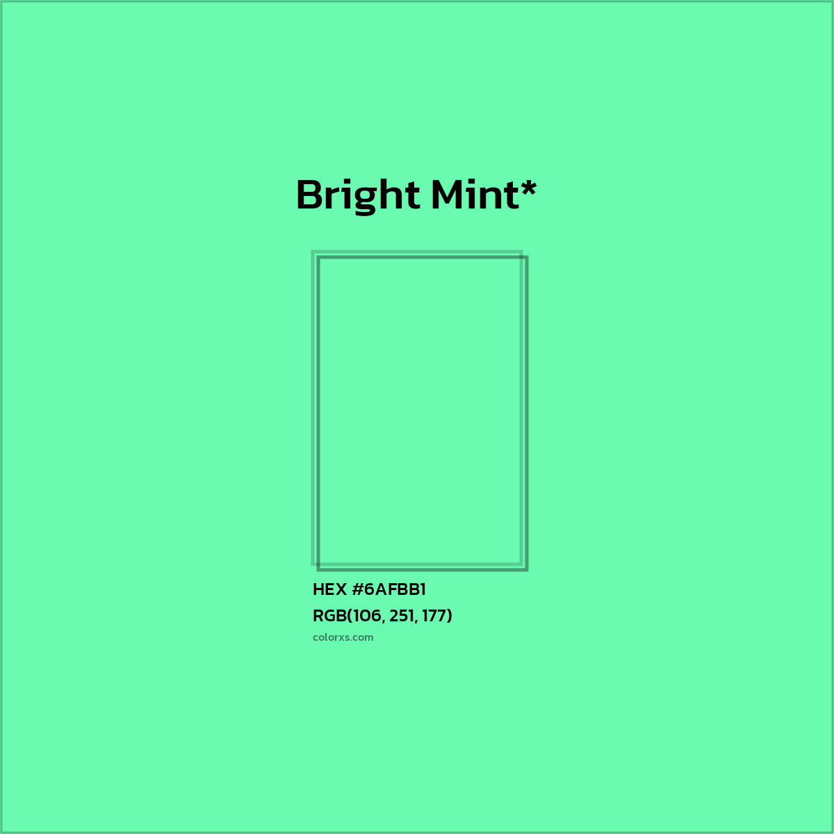 #6AFBB1 hex color. RGB, RYB, CMYK, HSL, HSV codes and color conversions. Matching color names, palettes, paints.