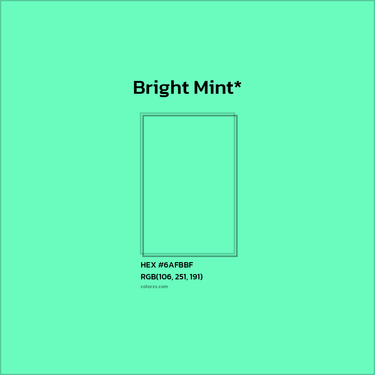#6AFBBF hex color. RGB, RYB, CMYK, HSL, HSV codes and color conversions. Matching color names, palettes, paints.