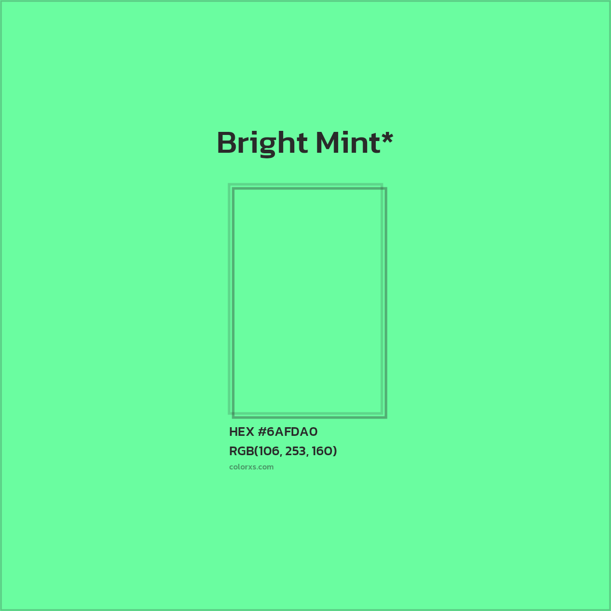 #6AFDA0 hex color. RGB, RYB, CMYK, HSL, HSV codes and color conversions. Matching color names, palettes, paints.