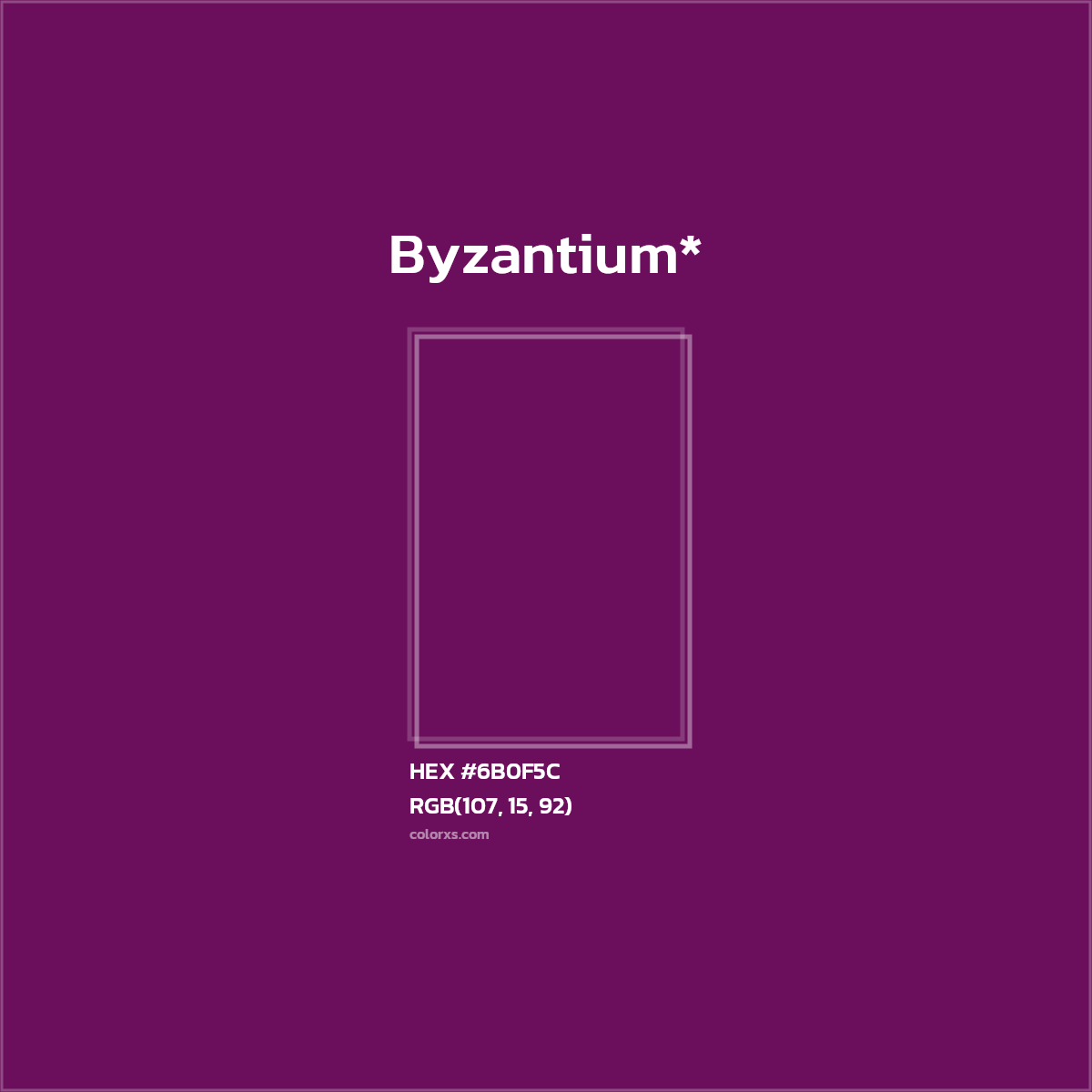 #6B0F5C hex color. RGB, RYB, CMYK, HSL, HSV codes and color conversions. Matching color names, palettes, paints.