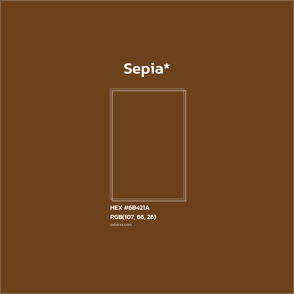 #6B421A hex color. RGB, RYB, CMYK, HSL, HSV codes and color conversions. Matching color names, palettes, paints.