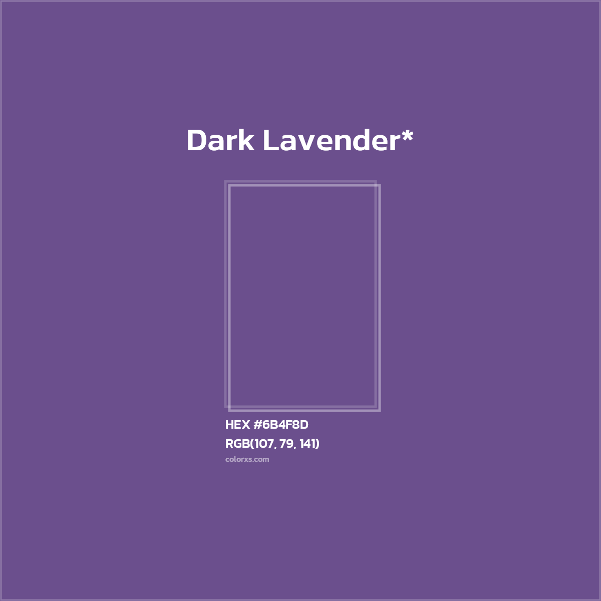 #6B4F8D hex color. RGB, RYB, CMYK, HSL, HSV codes and color conversions. Matching color names, palettes, paints.
