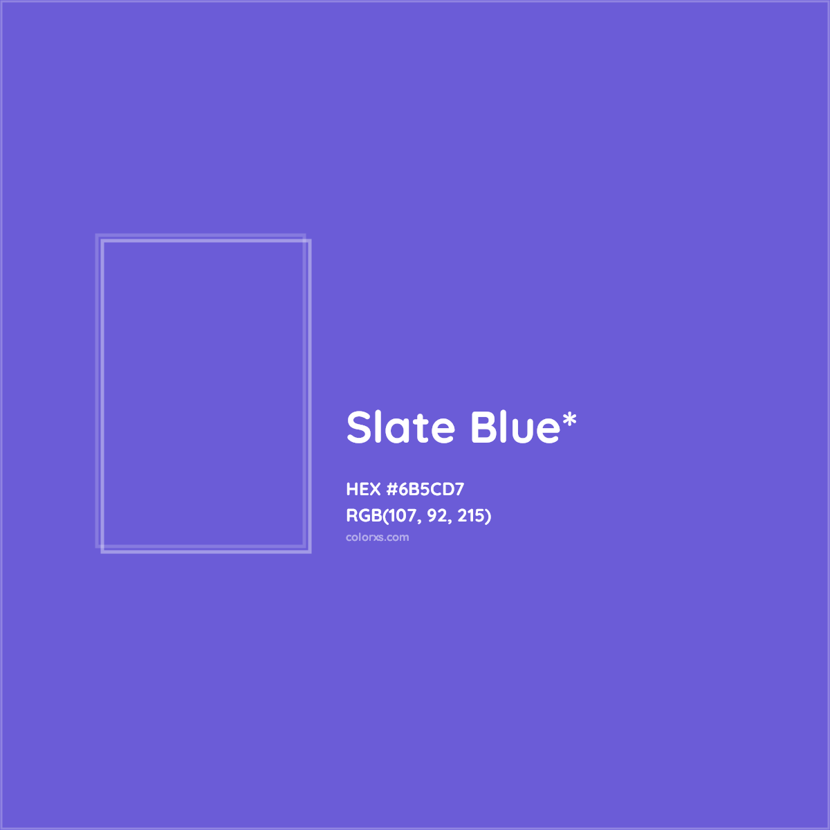 #6B5CD7 hex color. RGB, RYB, CMYK, HSL, HSV codes and color conversions. Matching color names, palettes, paints.
