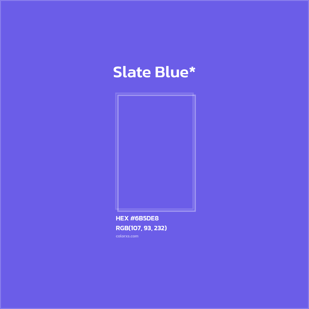 #6B5DE8 hex color. RGB, RYB, CMYK, HSL, HSV codes and color conversions. Matching color names, palettes, paints.