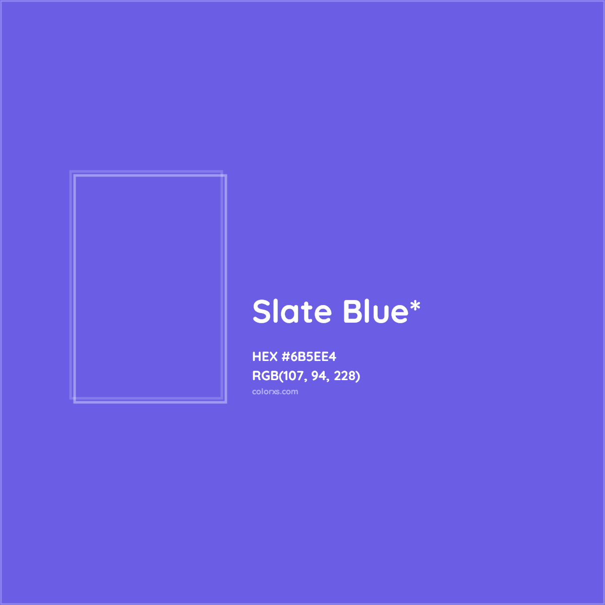 #6B5EE4 hex color. RGB, RYB, CMYK, HSL, HSV codes and color conversions. Matching color names, palettes, paints.