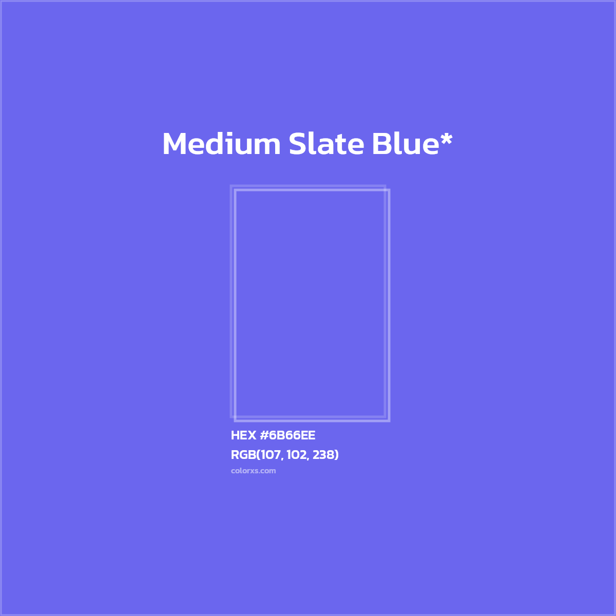 #6B66EE hex color. RGB, RYB, CMYK, HSL, HSV codes and color conversions. Matching color names, palettes, paints.