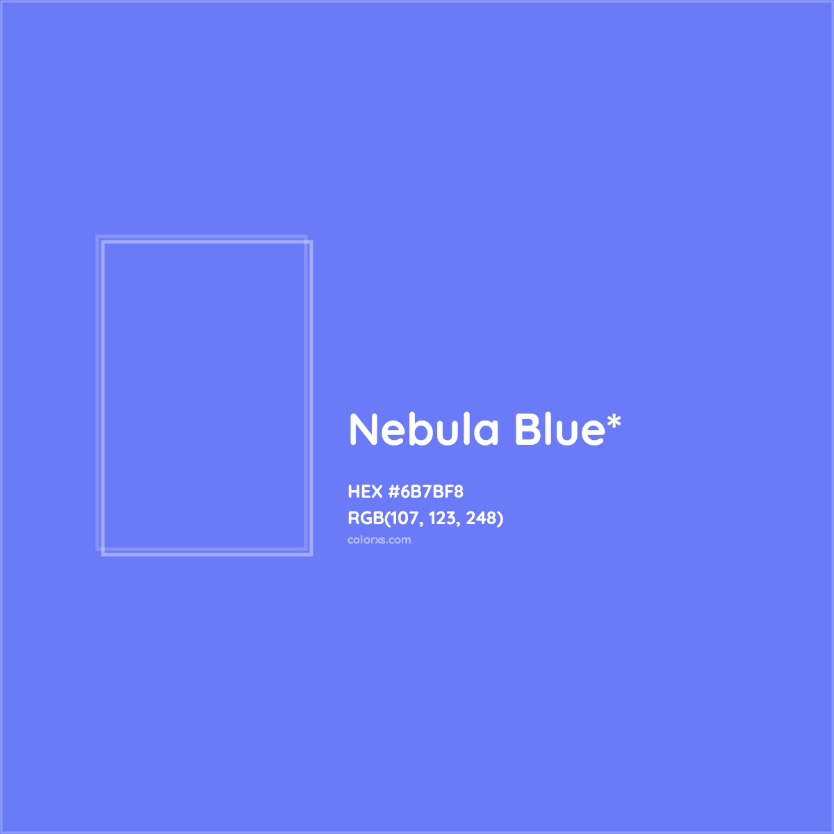 #6B7BF8 hex color. RGB, RYB, CMYK, HSL, HSV codes and color conversions. Matching color names, palettes, paints.