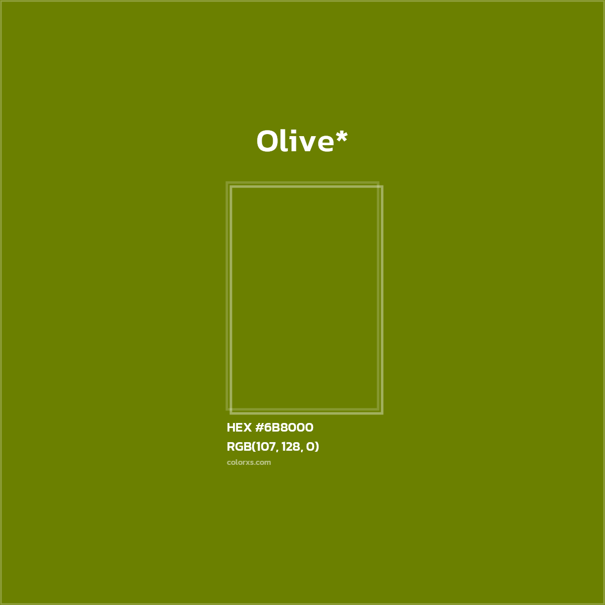 #6B8000 hex color. RGB, RYB, CMYK, HSL, HSV codes and color conversions. Matching color names, palettes, paints.