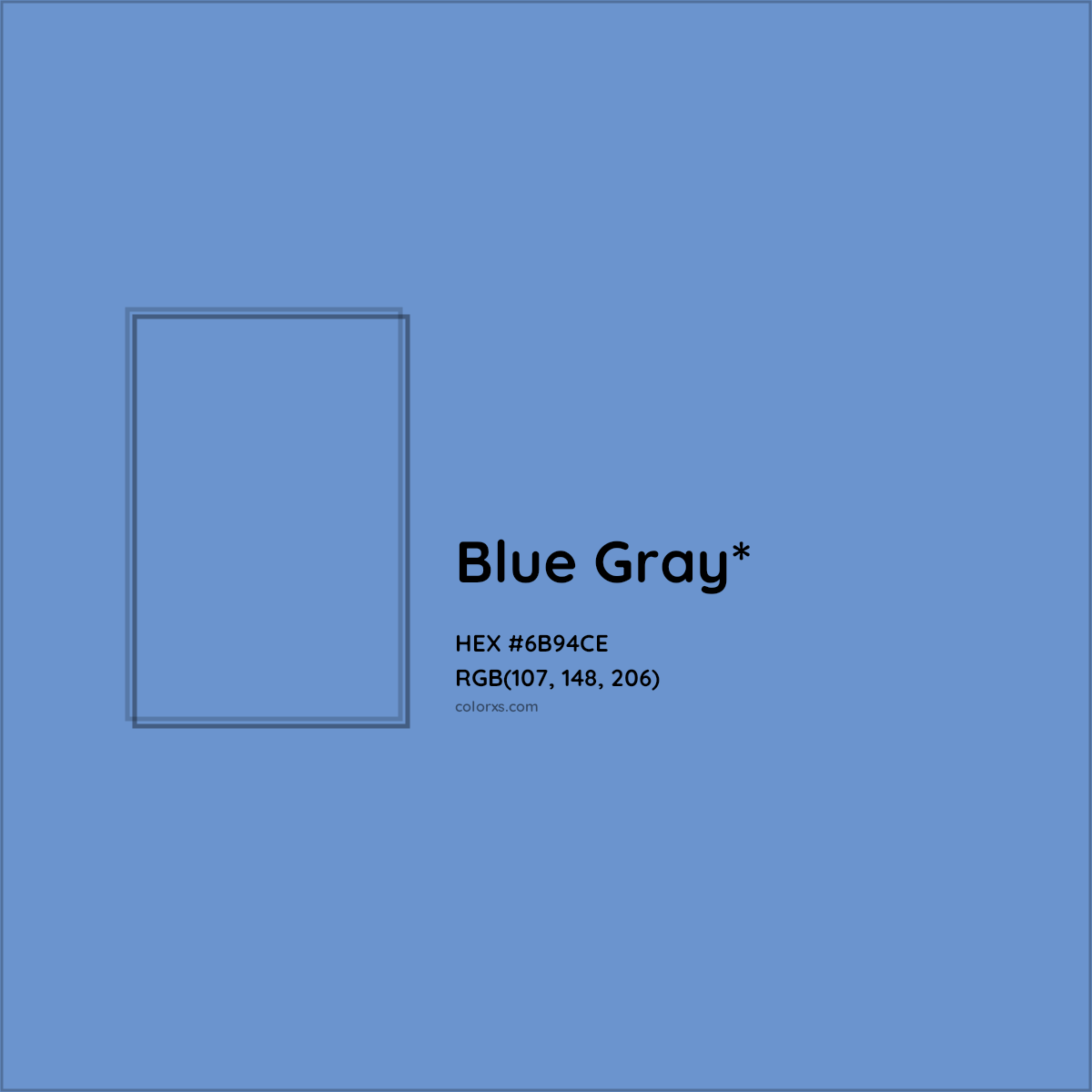 #6B94CE hex color. RGB, RYB, CMYK, HSL, HSV codes and color conversions. Matching color names, palettes, paints.