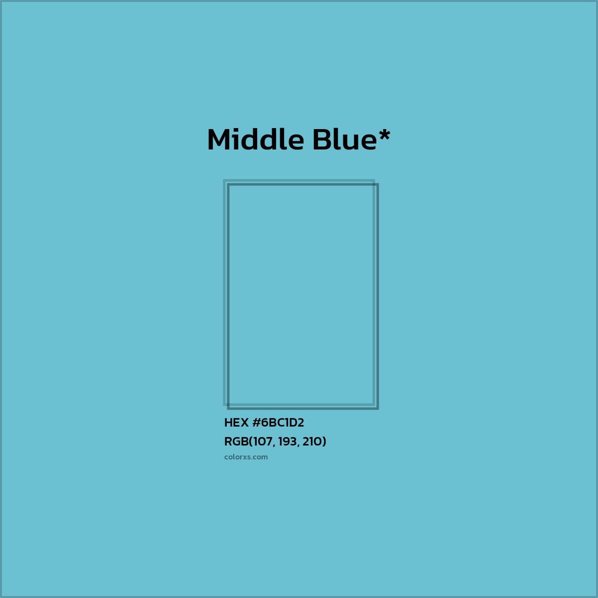 #6BC1D2 hex color. RGB, RYB, CMYK, HSL, HSV codes and color conversions. Matching color names, palettes, paints.