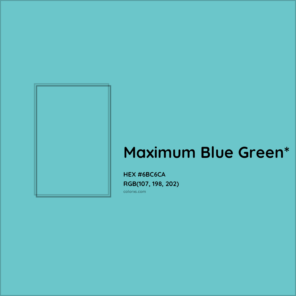 #6BC6CA hex color. RGB, RYB, CMYK, HSL, HSV codes and color conversions. Matching color names, palettes, paints.