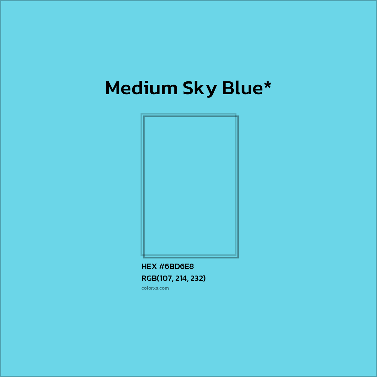#6BD6E8 hex color. RGB, RYB, CMYK, HSL, HSV codes and color conversions. Matching color names, palettes, paints.
