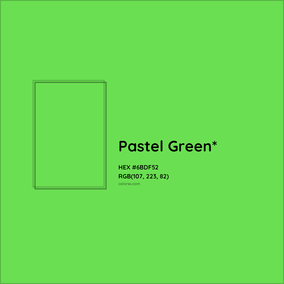 #6BDF52 hex color. RGB, RYB, CMYK, HSL, HSV codes and color conversions. Matching color names, palettes, paints.