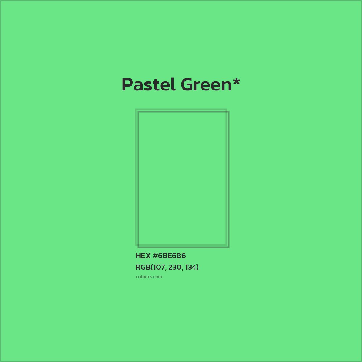 #6BE686 hex color. RGB, RYB, CMYK, HSL, HSV codes and color conversions. Matching color names, palettes, paints.