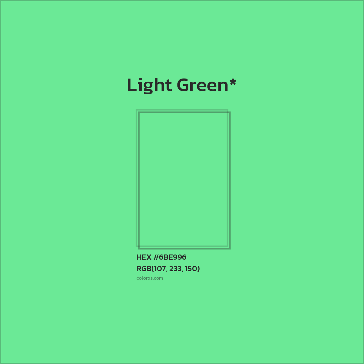 #6BE996 hex color. RGB, RYB, CMYK, HSL, HSV codes and color conversions. Matching color names, palettes, paints.