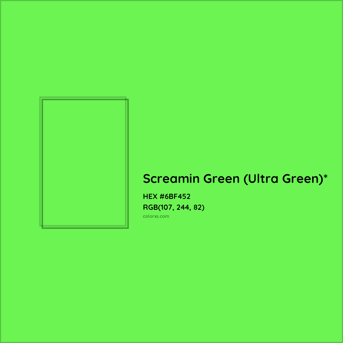 #6BF452 hex color. RGB, RYB, CMYK, HSL, HSV codes and color conversions. Matching color names, palettes, paints.