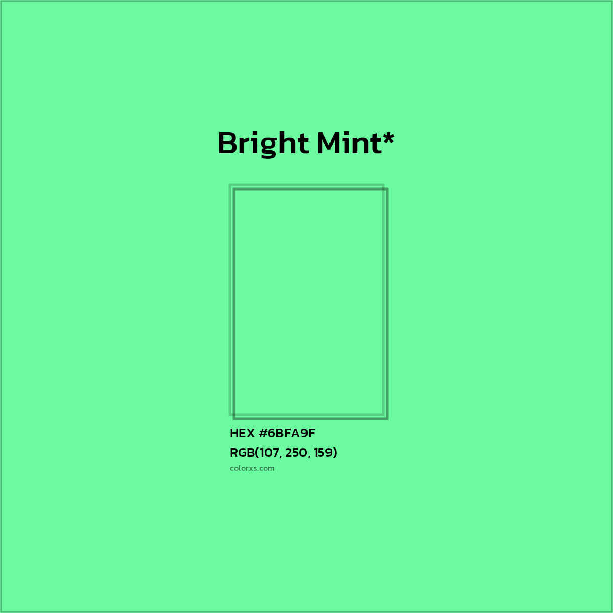 #6BFA9F hex color. RGB, RYB, CMYK, HSL, HSV codes and color conversions. Matching color names, palettes, paints.