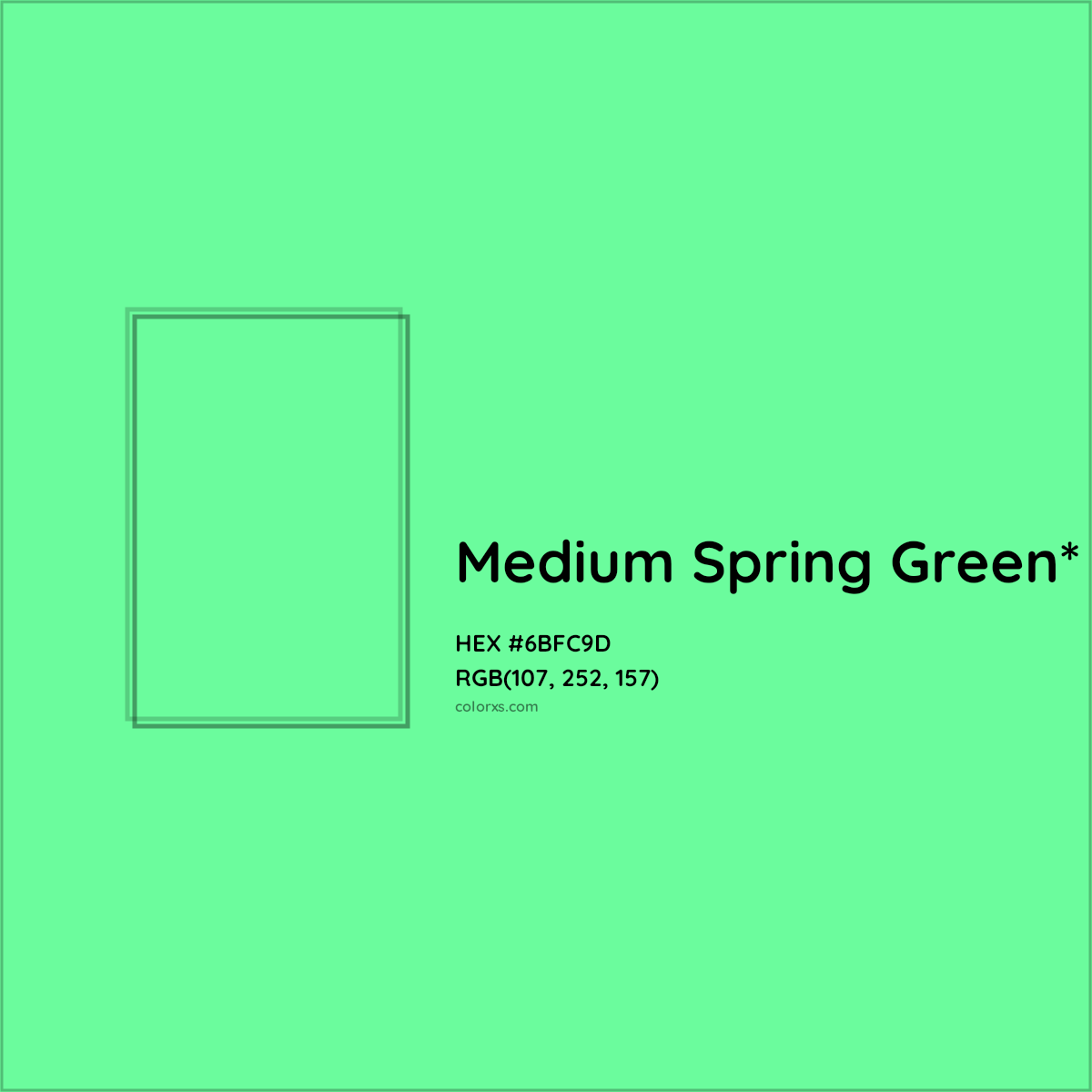 #6BFC9D hex color. RGB, RYB, CMYK, HSL, HSV codes and color conversions. Matching color names, palettes, paints.