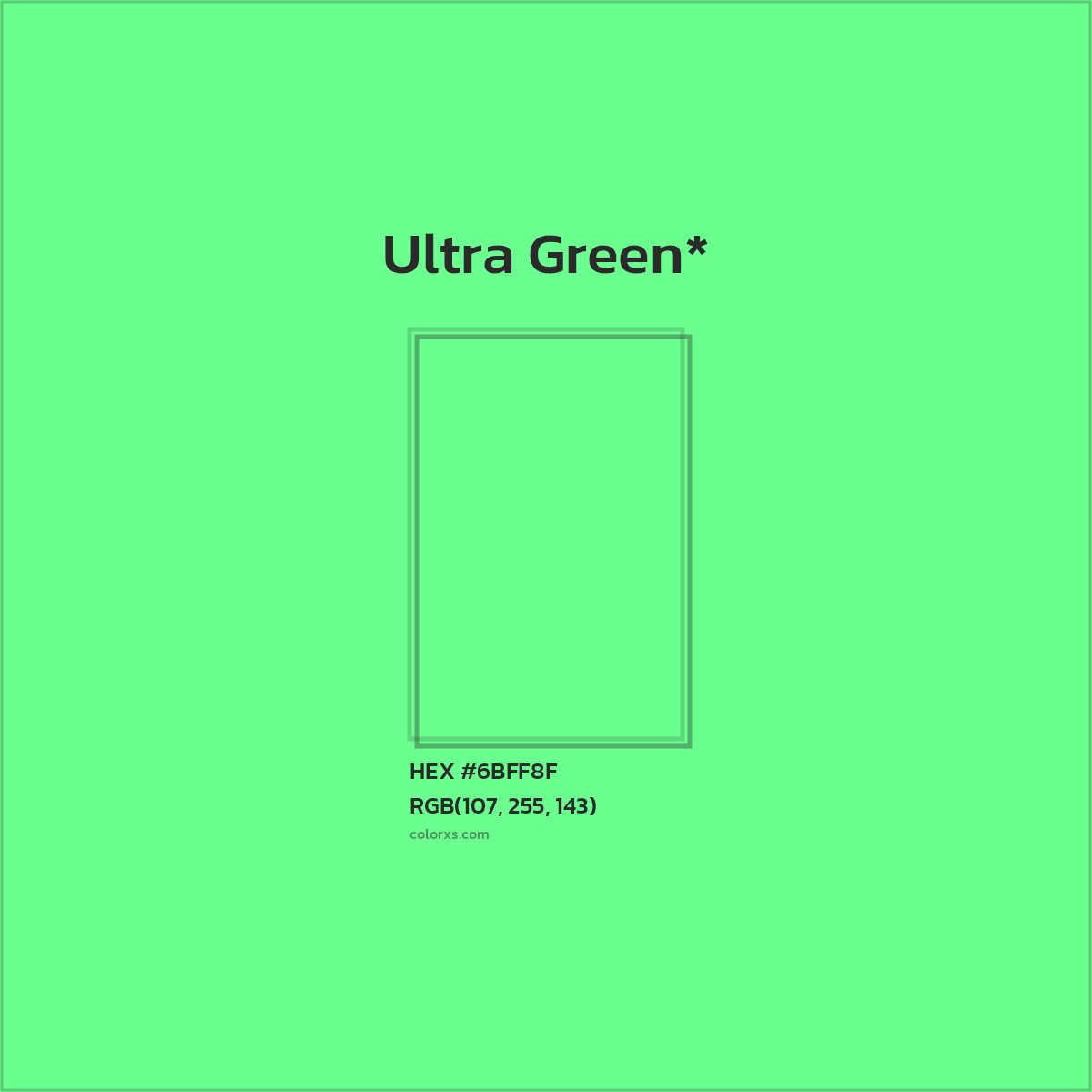 #6BFF8F hex color. RGB, RYB, CMYK, HSL, HSV codes and color conversions. Matching color names, palettes, paints.