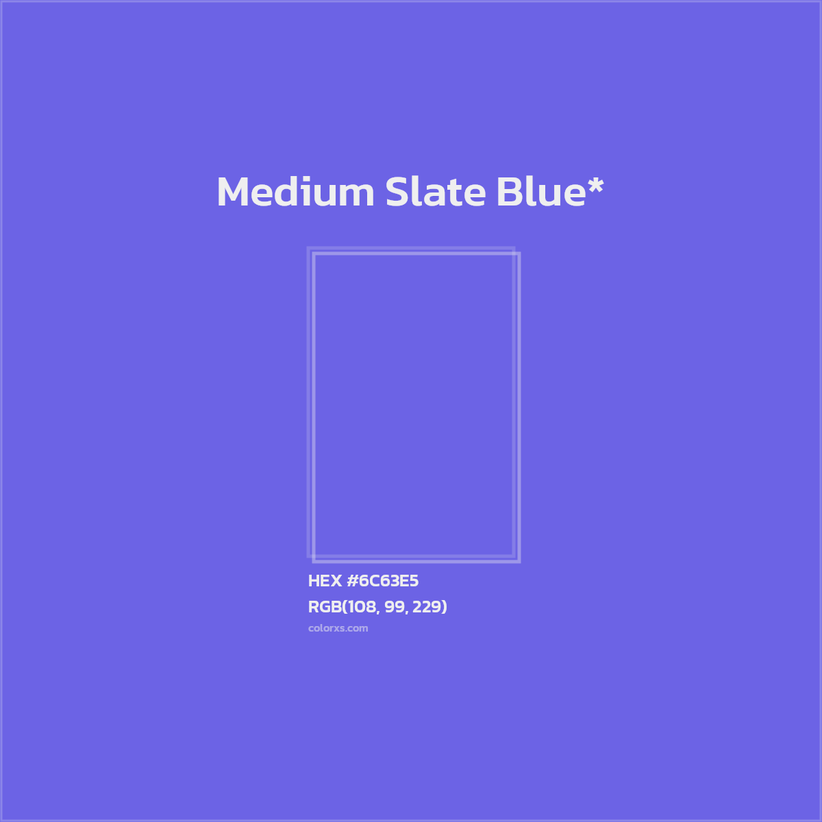 #6C63E5 hex color. RGB, RYB, CMYK, HSL, HSV codes and color conversions. Matching color names, palettes, paints.