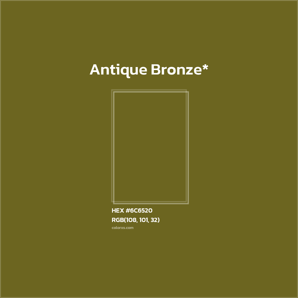 #6C6520 hex color. RGB, RYB, CMYK, HSL, HSV codes and color conversions. Matching color names, palettes, paints.