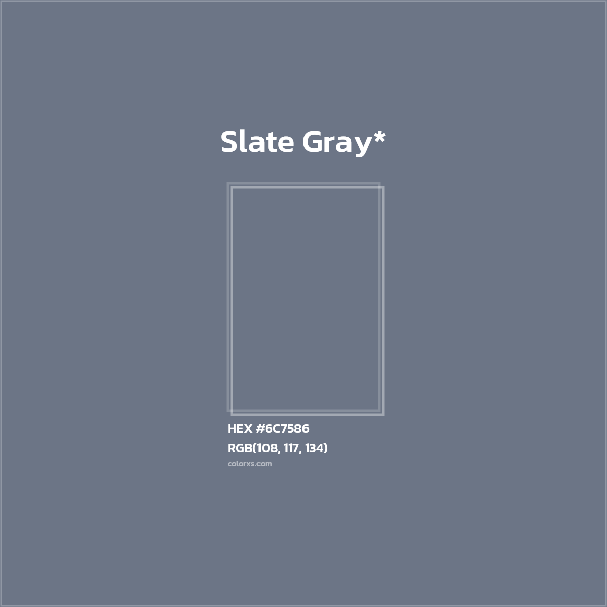 #6C7586 hex color. RGB, RYB, CMYK, HSL, HSV codes and color conversions. Matching color names, palettes, paints.