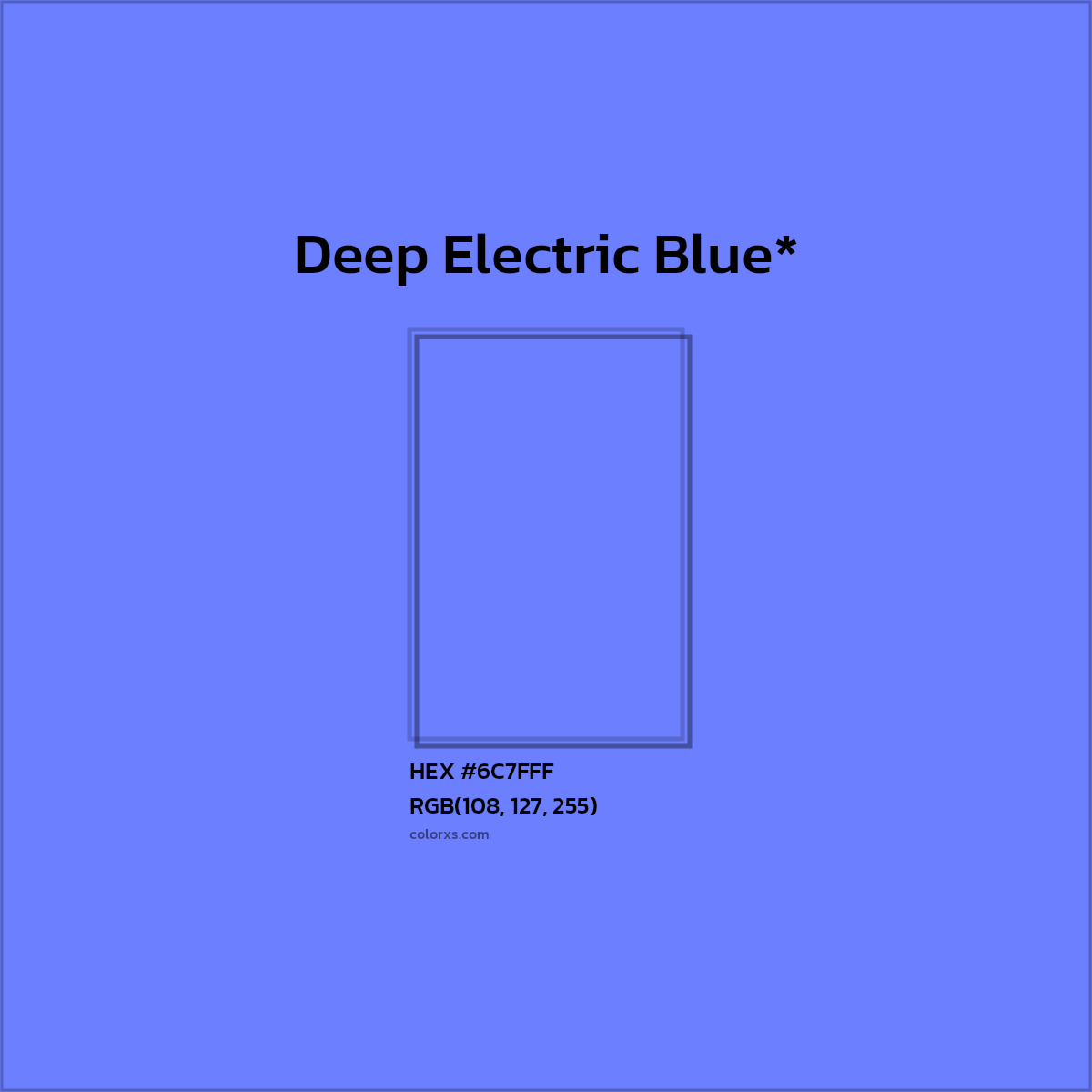 #6C7FFF hex color. RGB, RYB, CMYK, HSL, HSV codes and color conversions. Matching color names, palettes, paints.