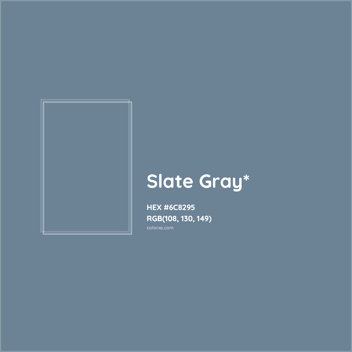 #6C8295 hex color. RGB, RYB, CMYK, HSL, HSV codes and color conversions. Matching color names, palettes, paints.