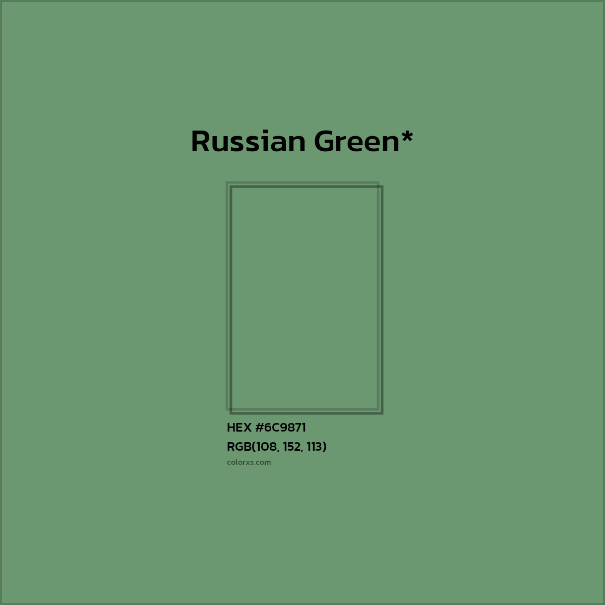 #6C9871 hex color. RGB, RYB, CMYK, HSL, HSV codes and color conversions. Matching color names, palettes, paints.