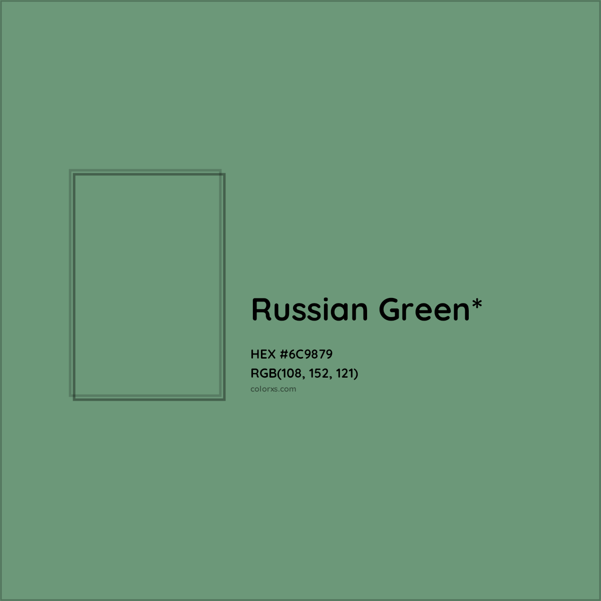 #6C9879 hex color. RGB, RYB, CMYK, HSL, HSV codes and color conversions. Matching color names, palettes, paints.