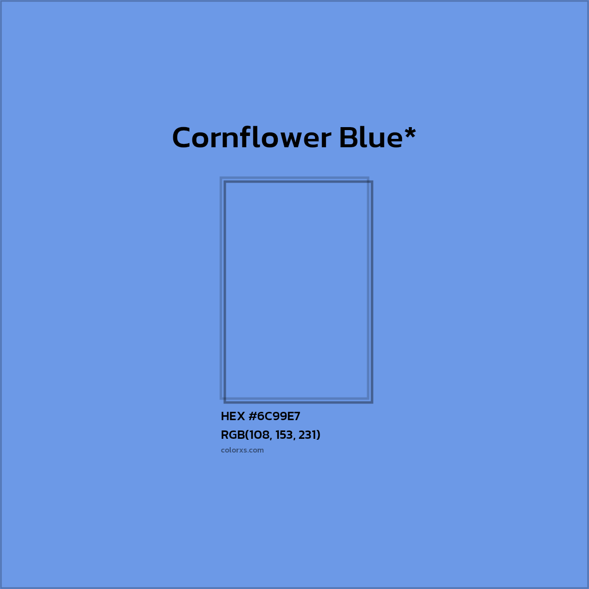#6C99E7 hex color. RGB, RYB, CMYK, HSL, HSV codes and color conversions. Matching color names, palettes, paints.